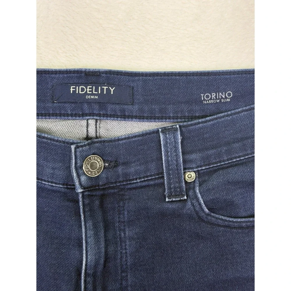 Fidelity Jeans Mens 32x30 Blue Straight‎ Slim Dark Wash Torino Narrow Low Rise
